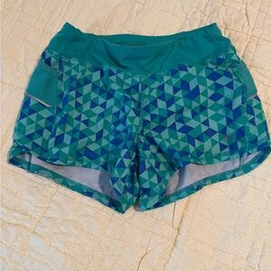 Athleta Blue Geometric Athletic Shorts